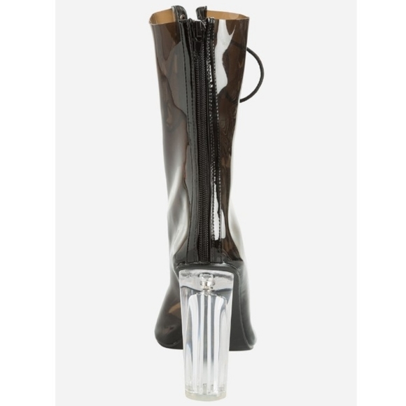 LACE-UP CLEAR HEEL BOOTIES (Wide Width) - Picture 6 of 6